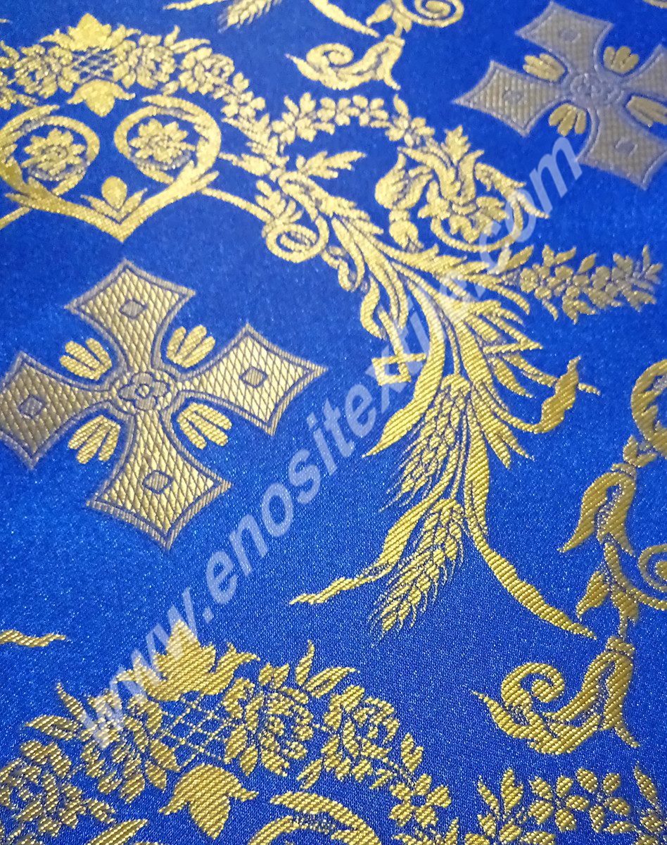 KL-045 Blue-Gold Brocade Fabrics